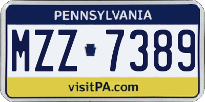 PA license plate MZZ7389