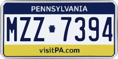 PA license plate MZZ7394