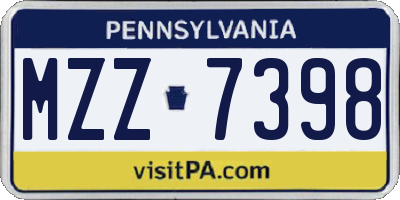 PA license plate MZZ7398