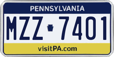 PA license plate MZZ7401