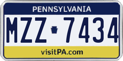 PA license plate MZZ7434