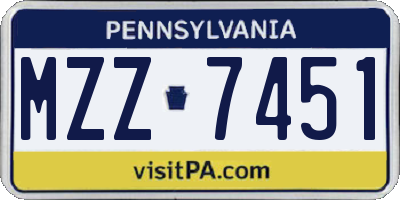 PA license plate MZZ7451