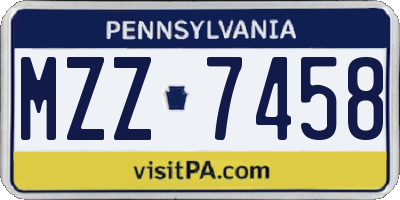 PA license plate MZZ7458