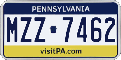 PA license plate MZZ7462