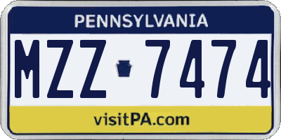 PA license plate MZZ7474