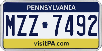 PA license plate MZZ7492