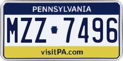 PA license plate MZZ7496