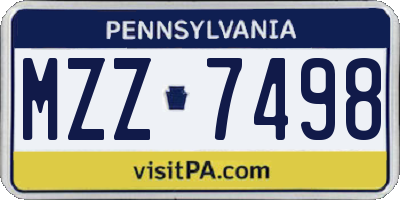 PA license plate MZZ7498