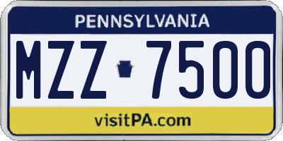PA license plate MZZ7500