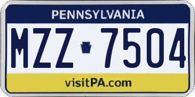 PA license plate MZZ7504