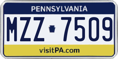 PA license plate MZZ7509