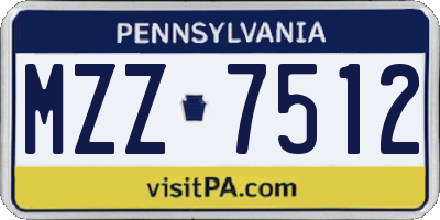 PA license plate MZZ7512