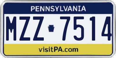 PA license plate MZZ7514