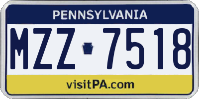 PA license plate MZZ7518