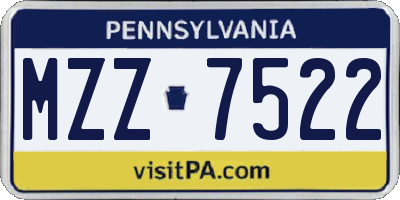 PA license plate MZZ7522