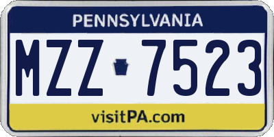 PA license plate MZZ7523
