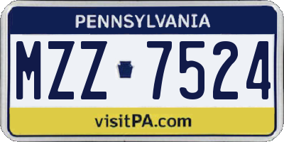PA license plate MZZ7524