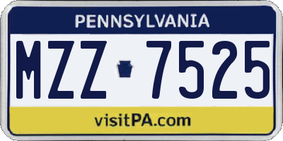 PA license plate MZZ7525