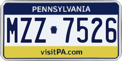 PA license plate MZZ7526