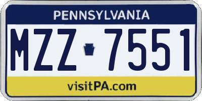 PA license plate MZZ7551