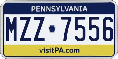 PA license plate MZZ7556