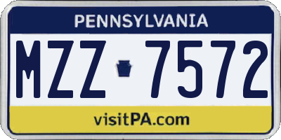 PA license plate MZZ7572