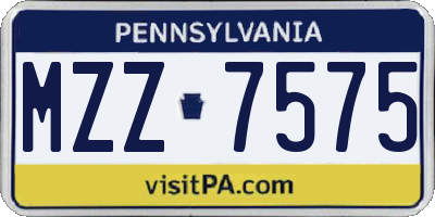 PA license plate MZZ7575