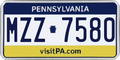 PA license plate MZZ7580
