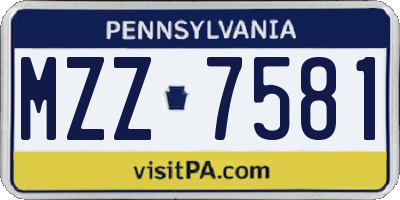 PA license plate MZZ7581