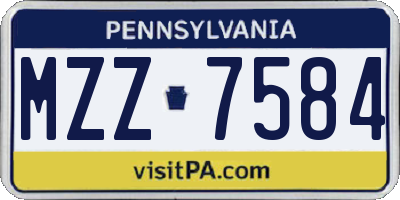 PA license plate MZZ7584