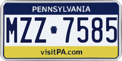 PA license plate MZZ7585