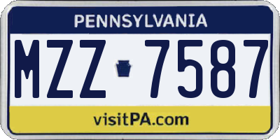 PA license plate MZZ7587