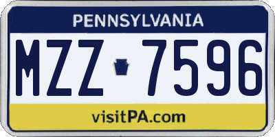 PA license plate MZZ7596