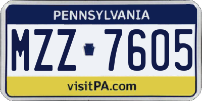 PA license plate MZZ7605
