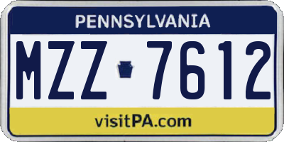 PA license plate MZZ7612
