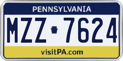 PA license plate MZZ7624