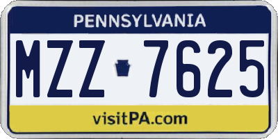 PA license plate MZZ7625