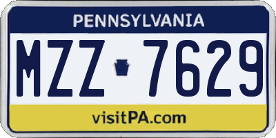 PA license plate MZZ7629