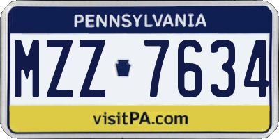PA license plate MZZ7634