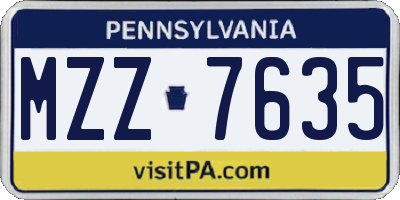 PA license plate MZZ7635