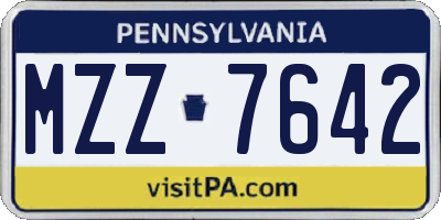 PA license plate MZZ7642