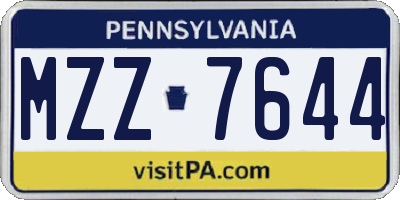 PA license plate MZZ7644