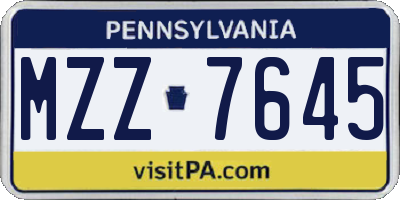 PA license plate MZZ7645