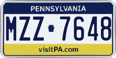 PA license plate MZZ7648