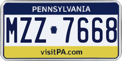 PA license plate MZZ7668