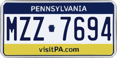 PA license plate MZZ7694