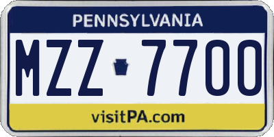PA license plate MZZ7700
