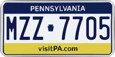 PA license plate MZZ7705