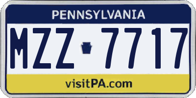 PA license plate MZZ7717