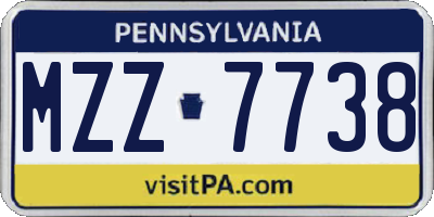 PA license plate MZZ7738